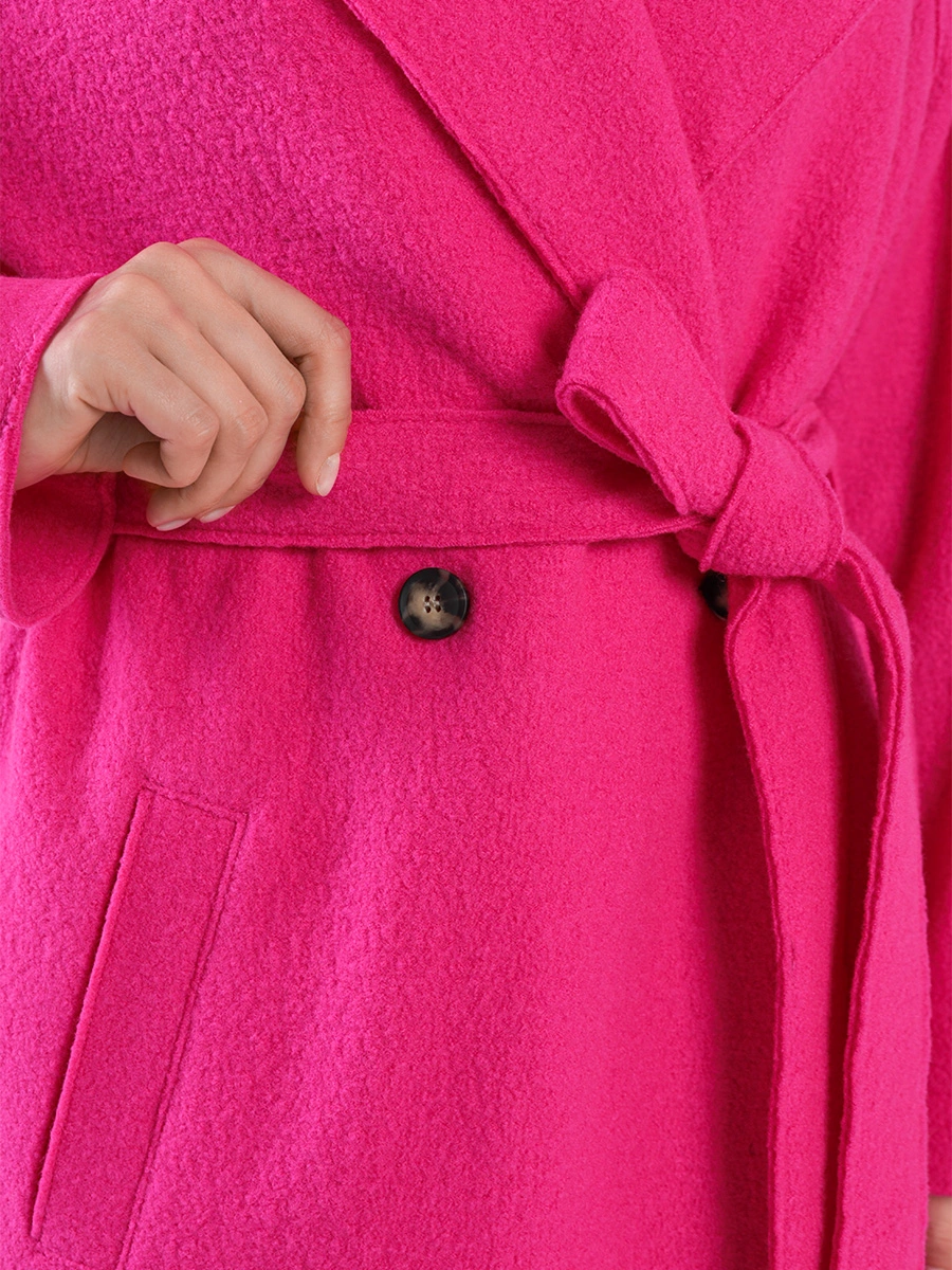 Пальто двубортное цвета фуксии из шерсти